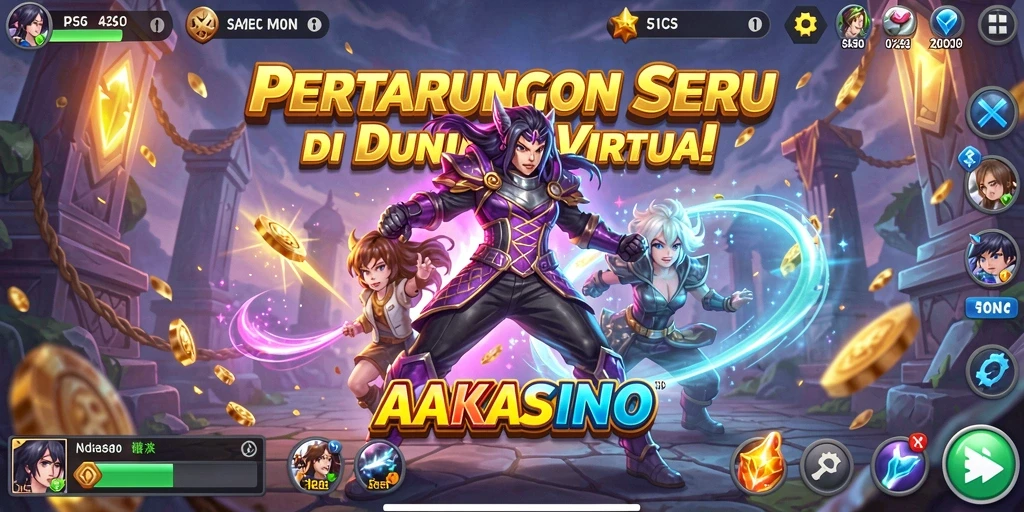 Tampilan seru pertarungan di AAKASINO dengan karakter yang beraksi.
