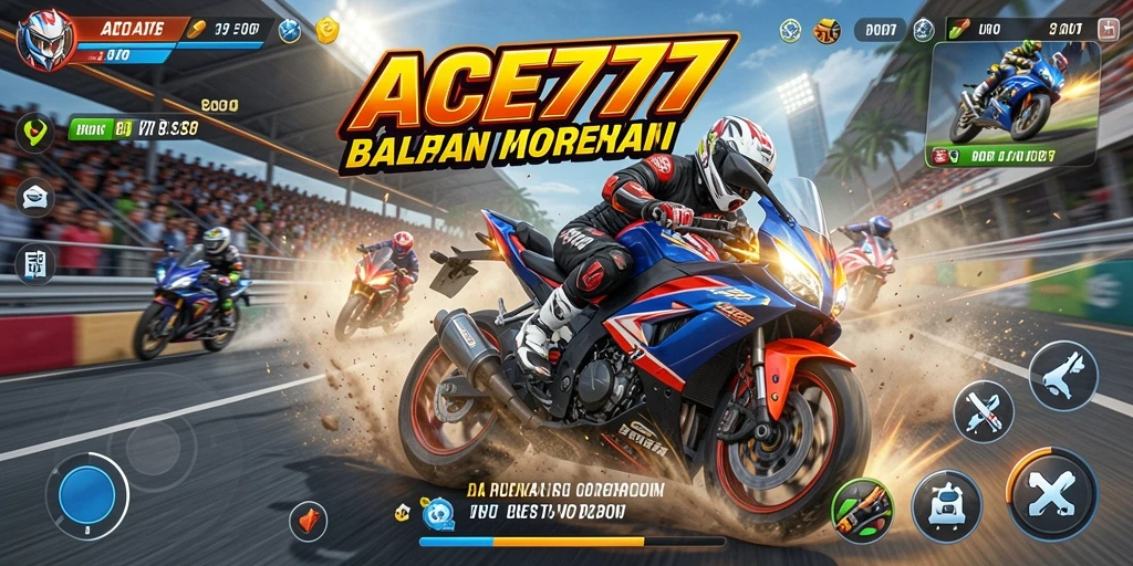 Screenshot ACE777 menampilkan aksi balapan motor yang mendebarkan.