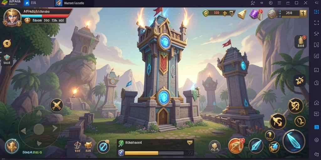 Tampilan gameplay AIFA66 dengan strategi menara yang menawan.