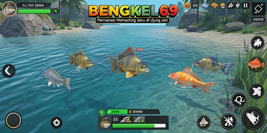 Tampilan gameplay BENGKEL69 dengan aksi memancing yang mendebarkan.