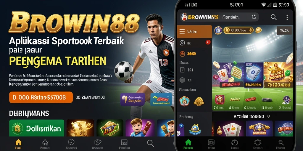 Screenshot BROWIN88 menampilkan tampilan menarik dari aplikasi Sportsbook.