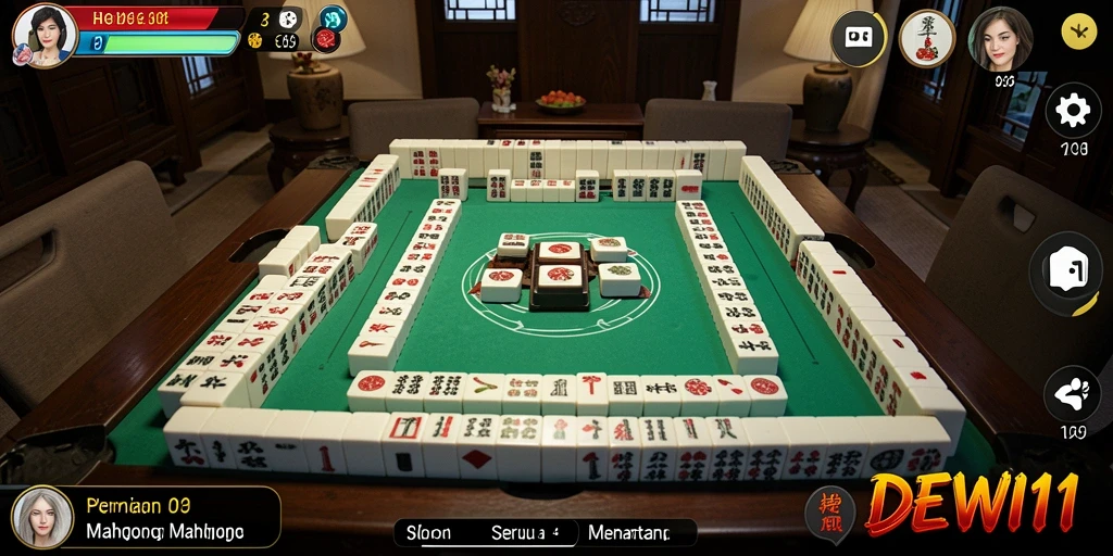 Screenshot gameplay DEWI11 menampilkan keseruan bermain Mahjong.
