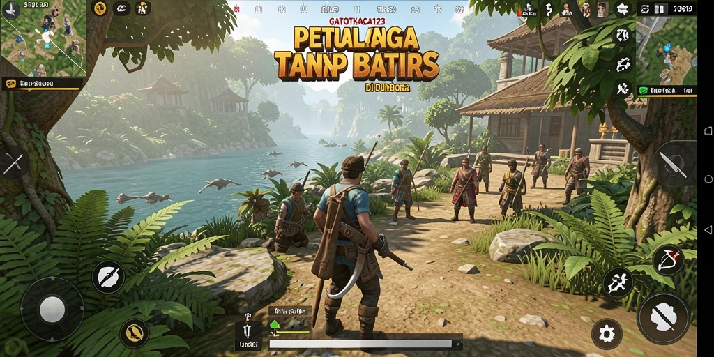 Tampilan gameplay GATOTKACA123 dalam dunia terbuka yang luas dan indah.