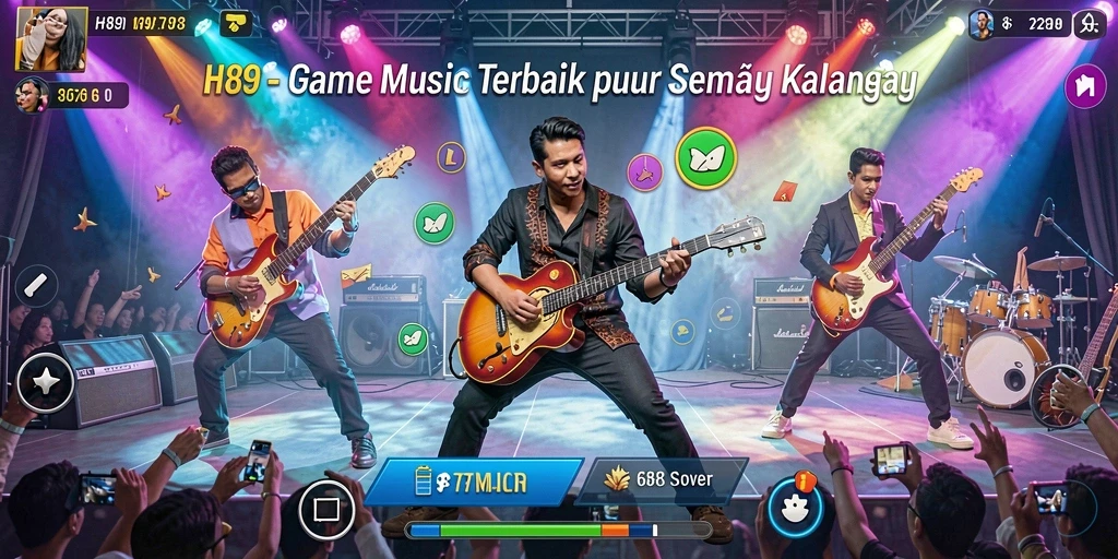 Tampilan menarik dari gameplay H89 dengan berbagai lagu musik.