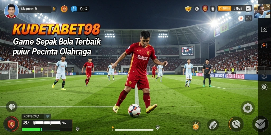 Tampilan gameplay dalam <strong>KUDETABET98</strong> dengan aksi pertandingan sepak bola yang mendebarkan.