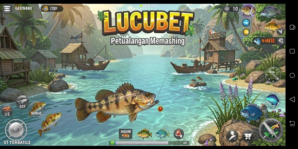 Tampilan gameplay LUCUBET menampilkan aksi memancing yang menegangkan.