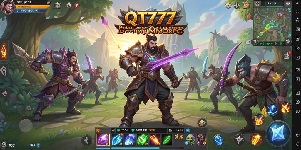 Screenshot gameplay QT777 menampilkan aksi pertempuran epik di dunia MMORPG.
