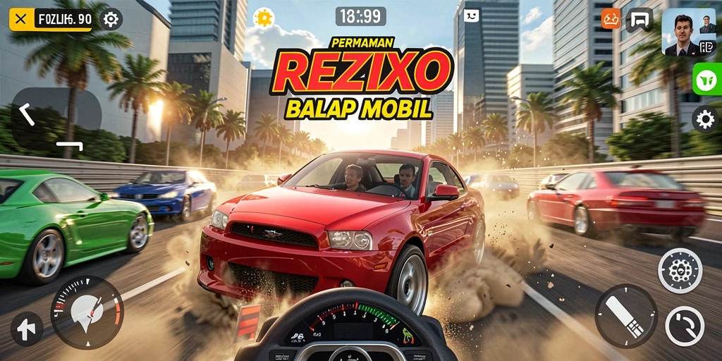 Gameplay seru REZIXO dengan aksi balapan yang mendebarkan.