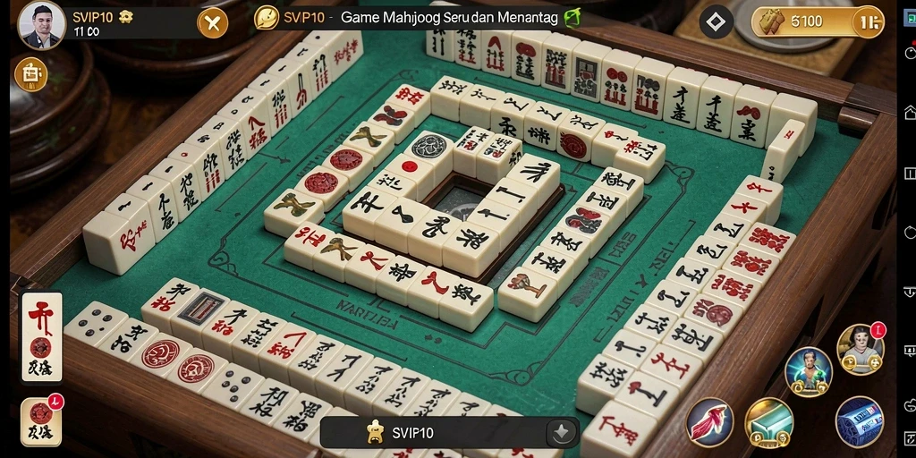 Screenshot gameplay SVIP10 yang menarik dengan papan Mahjong yang penuh warna.