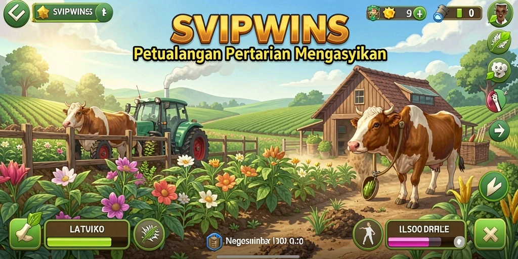 Screenshot menunjukkan gameplay menarik dari pertanian di SVIPWINS.