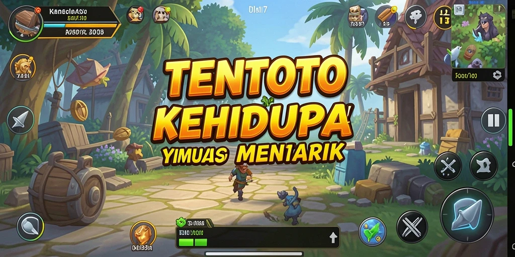 Screenshot dari TENTOTO menampilkan karakter yang sedang berinteraksi dalam gameplay.