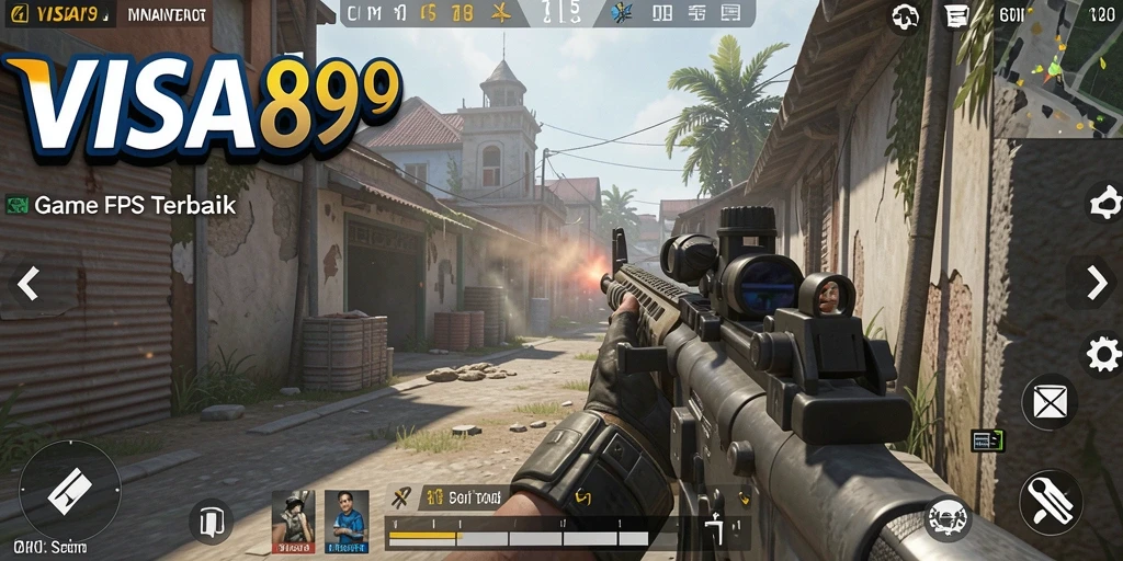 Menampilkan aksi menembak intens di gameplay VISA89.