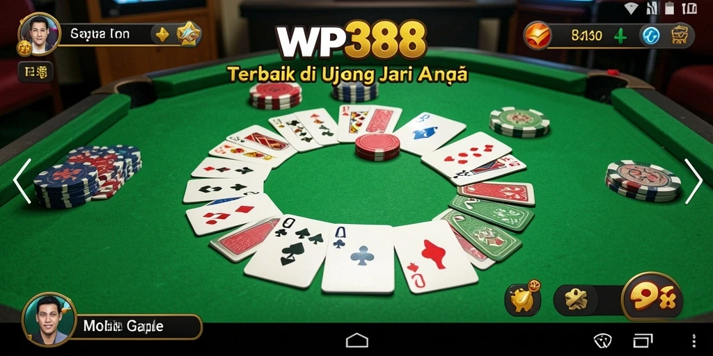 Screenshot gameplay WP888 yang menampilkan suasana seru bermain Gaple.