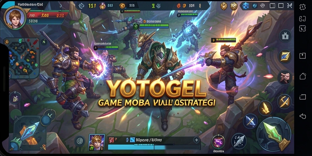 Tampilan gameplay seru dari YOTOGEL dalam pertarungan tim MOBA.